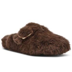 Steve Madden Women's Cozy Brown Faux-Fur Mules